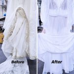 Washing a wedding dress details like lace, beading, or embroidery.